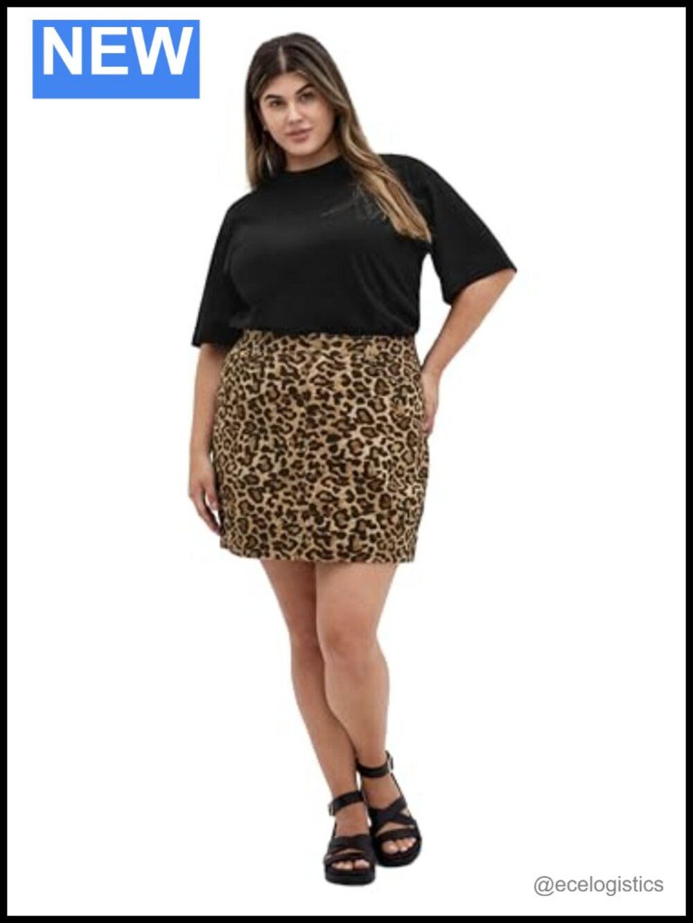 Plus Size Stretch Cotton Denim Mini Skirt - 5-Pocket, High Rise, Bodycon,
